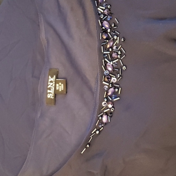 SLNY Embellished Tiered Dress with Jacket Navy Size 16W - Picture 6 of 9